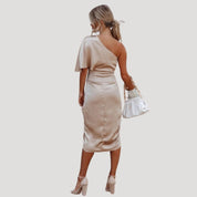 Women's one shoulder midi wedding guest dress