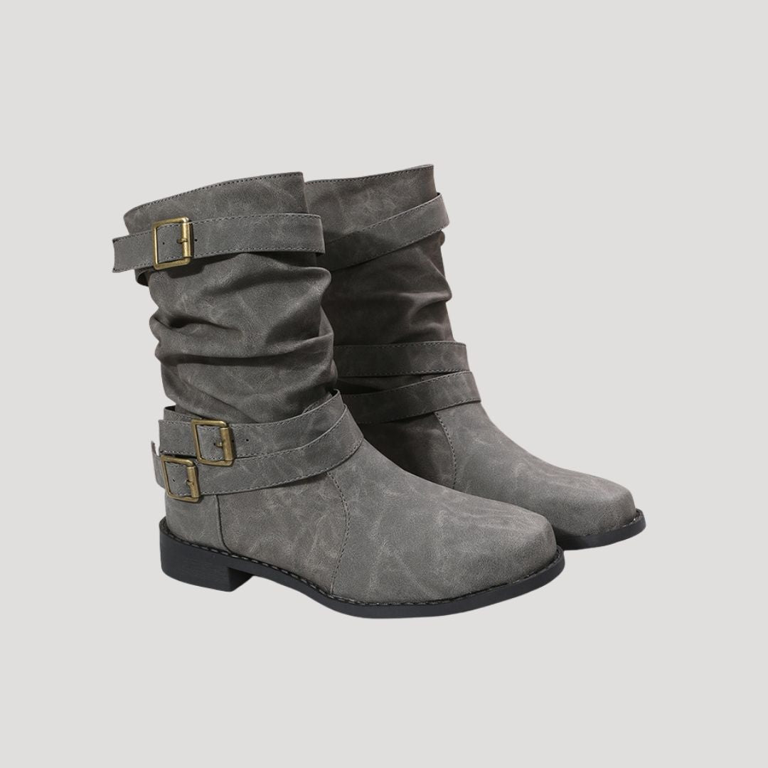 Women’s waterproof winter ankle boots with buckle detail