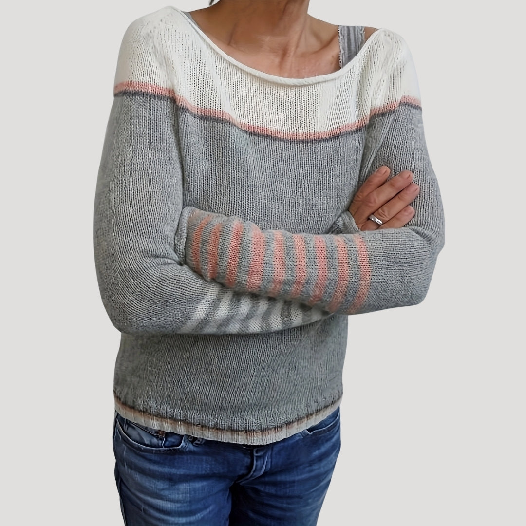Striped knit sweater for women