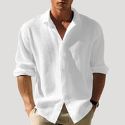 Men's linen shirt long sleeve casual summer