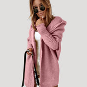 Women’s chunky knit hooded longline cardigan