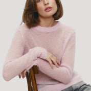 Women's soft sheer wool knit crewneck jumper