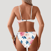 White floral wrap bikini set