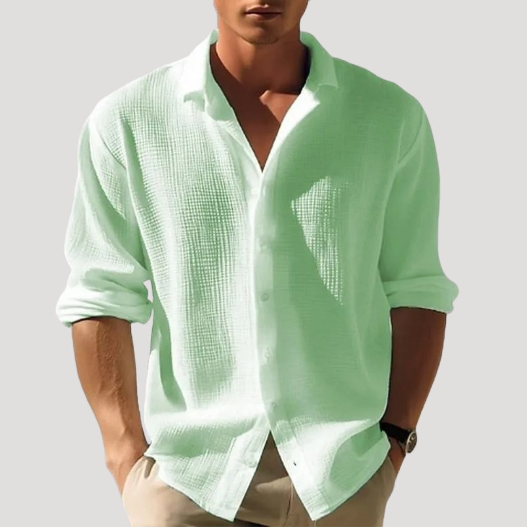 Men's linen shirt long sleeve casual summer