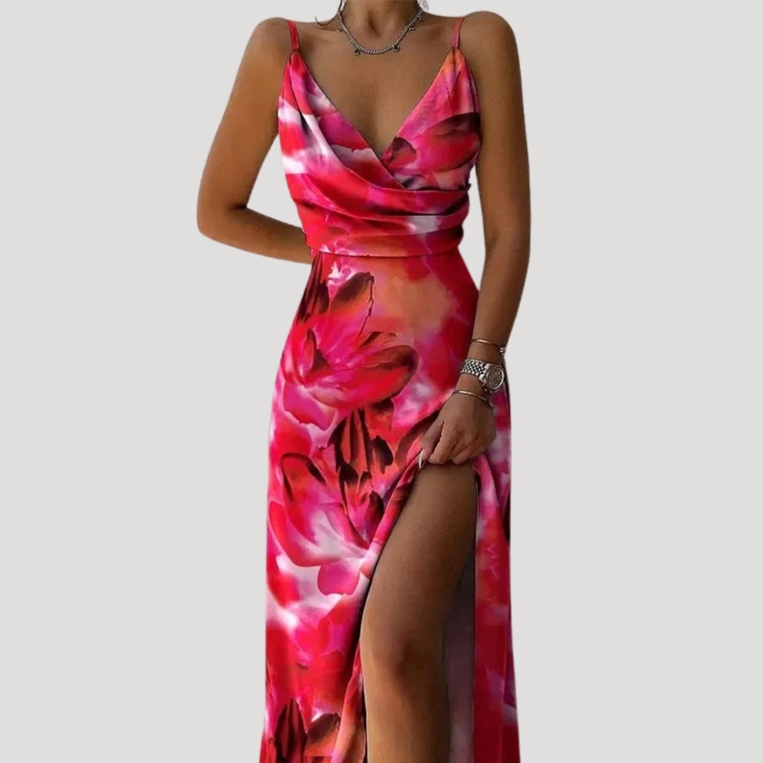 Elegant floral print maxi dress