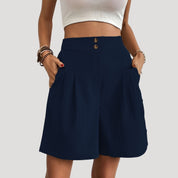 High-waisted pleated wide-leg shorts