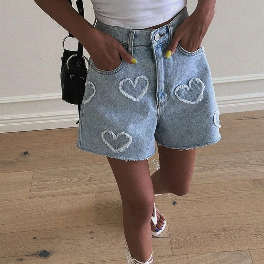 Women’s high waisted denim shorts ripped summer jean