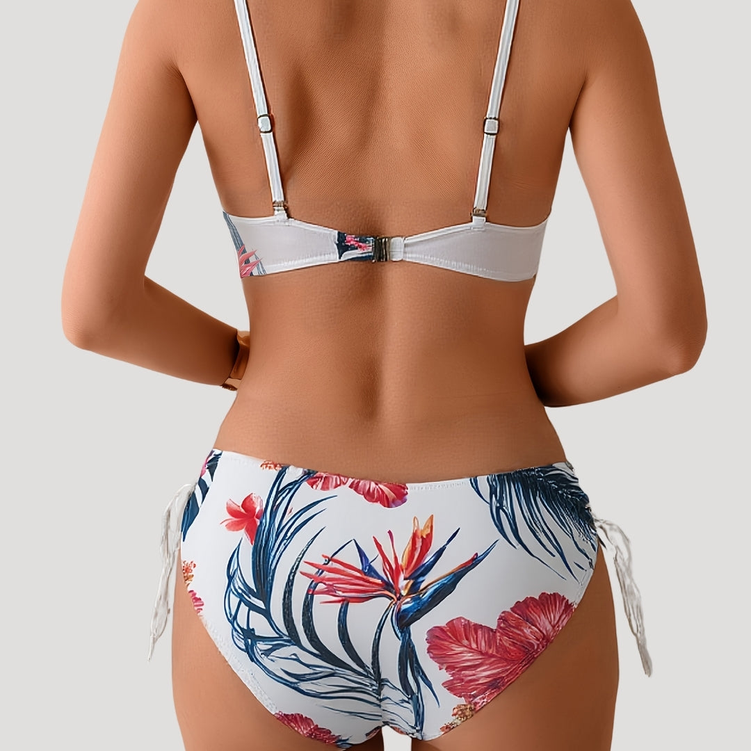 Floral underwire bikini with tie sides