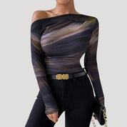 Sleek abstract off-shoulder top