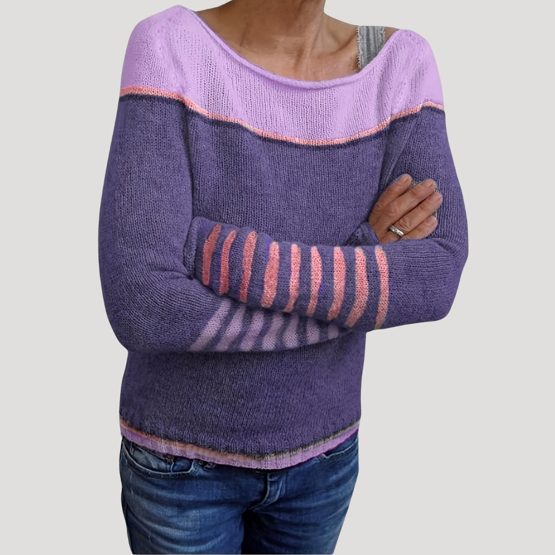 Striped knit sweater for women