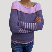 Striped knit sweater for women
