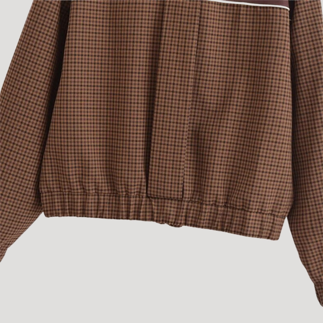 Women’s lightweight checkered zip up casual spring jacket