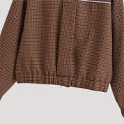 Women’s lightweight checkered zip up casual spring jacket