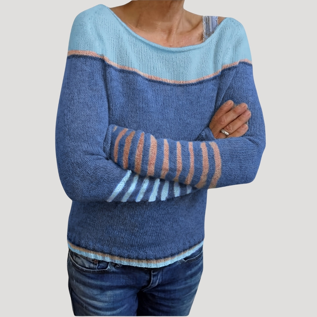 Striped knit sweater for women
