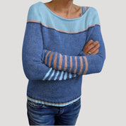 Striped knit sweater for women