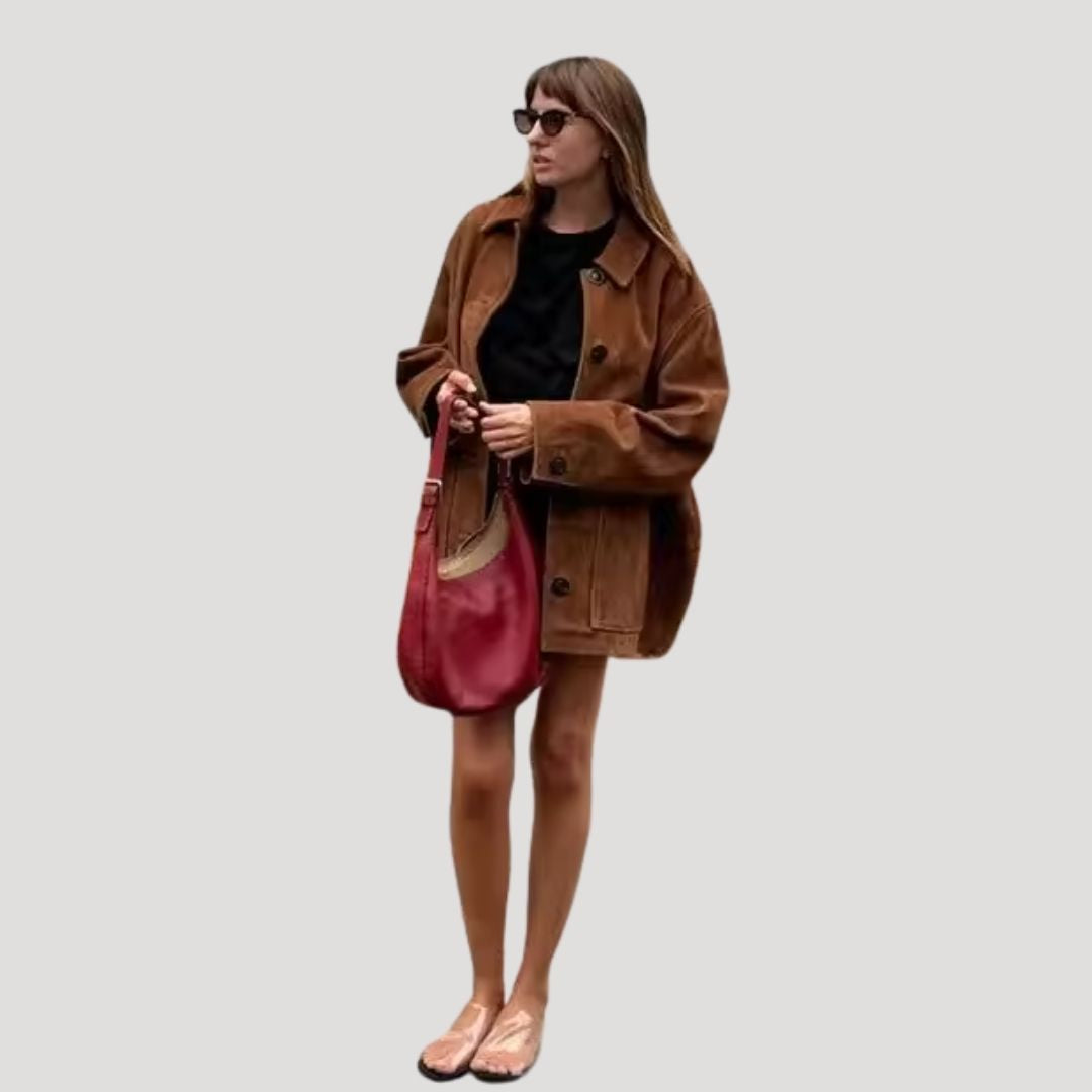 Women’s suede oversized winter jacket