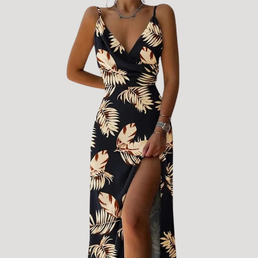 Elegant floral print maxi dress