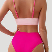 Neutral color block high-waist bikini