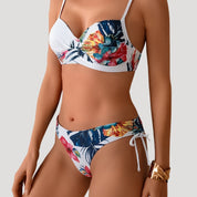 Floral underwire bikini with tie sides