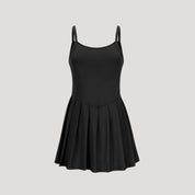 Sleeveless pleated skater dress