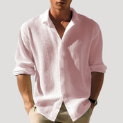 Men's linen shirt long sleeve casual summer