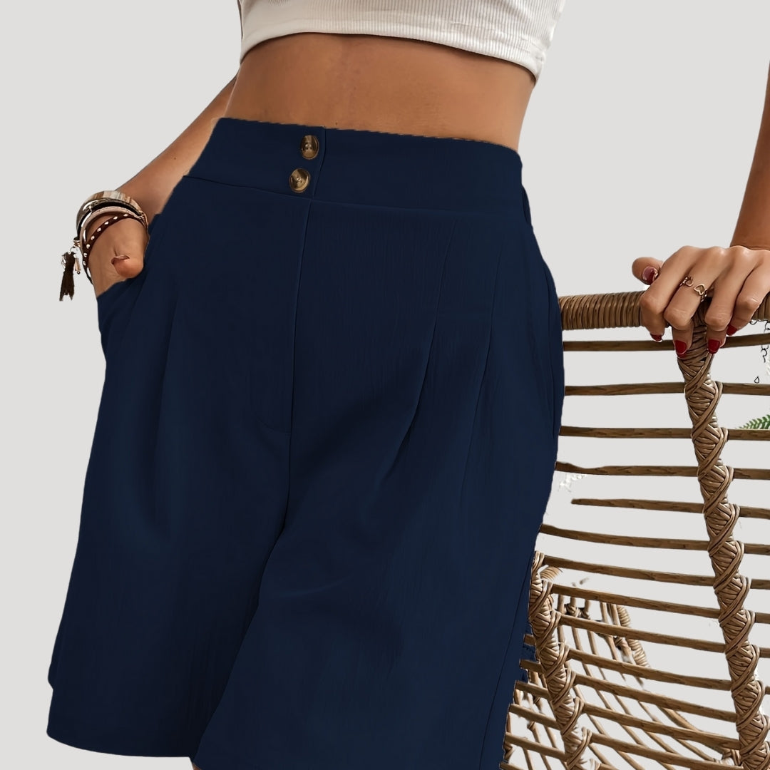 High-waisted pleated wide-leg shorts