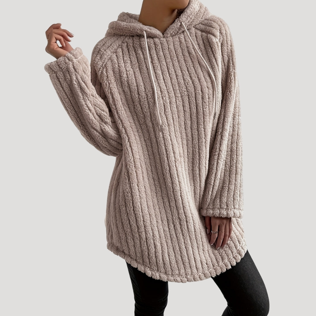 Women’s oversized hoodie jumper cosy fleece ribbed knit