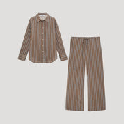 Striped relaxed-fit shirt and trouser set