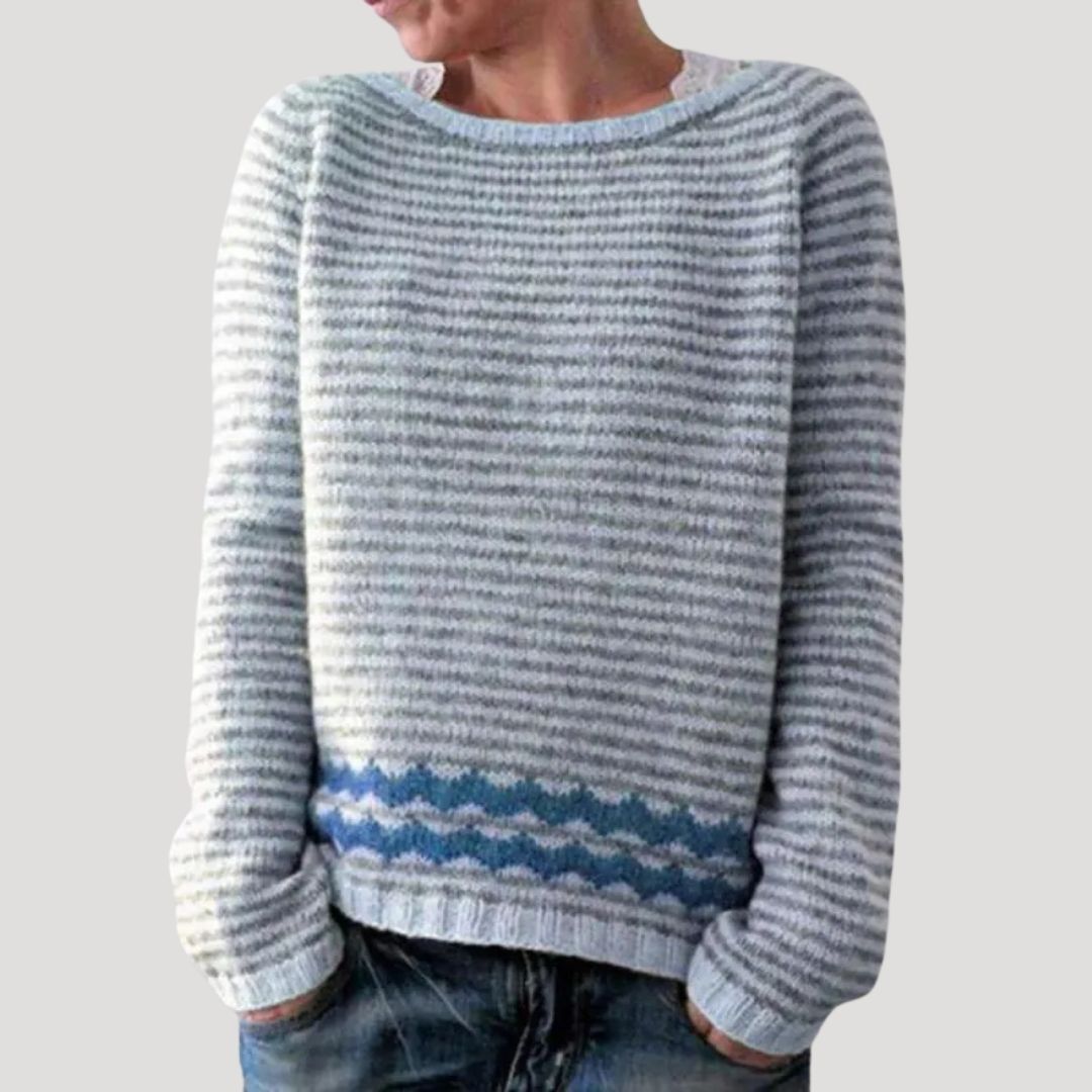 Women’s chunky knit oversized striped winter jumper