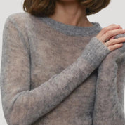 Women's soft sheer wool knit crewneck jumper