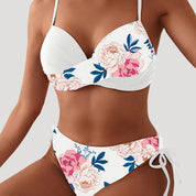 White floral wrap bikini set