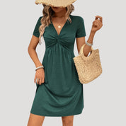 Women's twist-front short-sleeve mini summer dress
