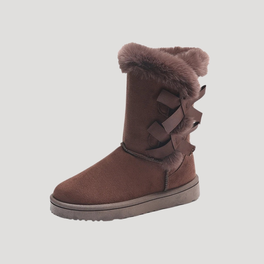 Women fur-lined bow winter boots