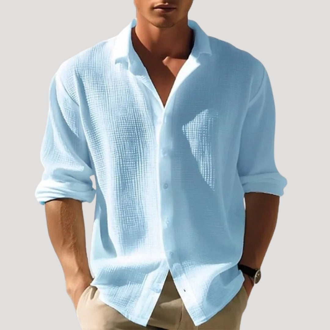 Men's linen shirt long sleeve casual summer