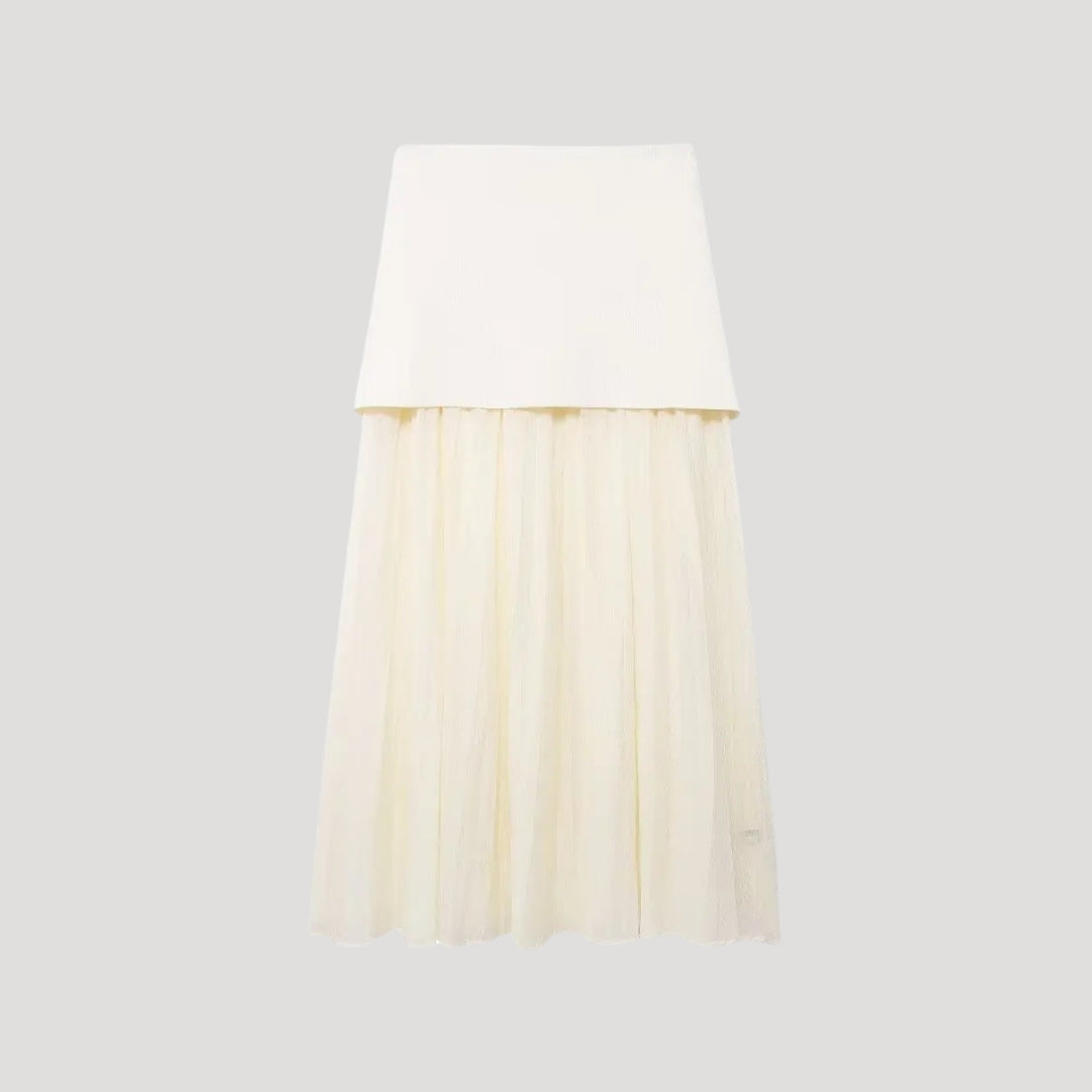 Sophisticated sleeveless vest and pleated skirt set