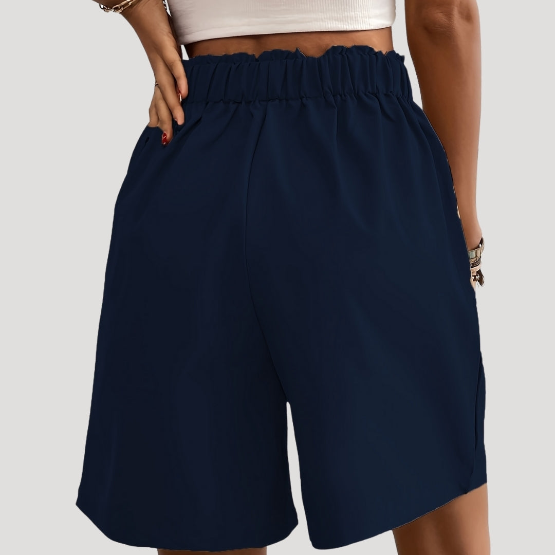 High-waisted pleated wide-leg shorts