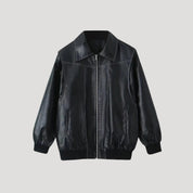 Women faux leather bomber jacket