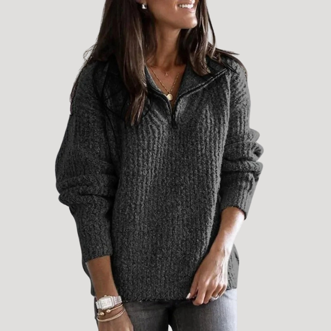 Women zip neck chunky jumper