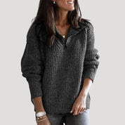 Women zip neck chunky jumper