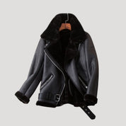 Women shearling faux biker jacket