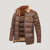 Luxury men's leather puffer jacket