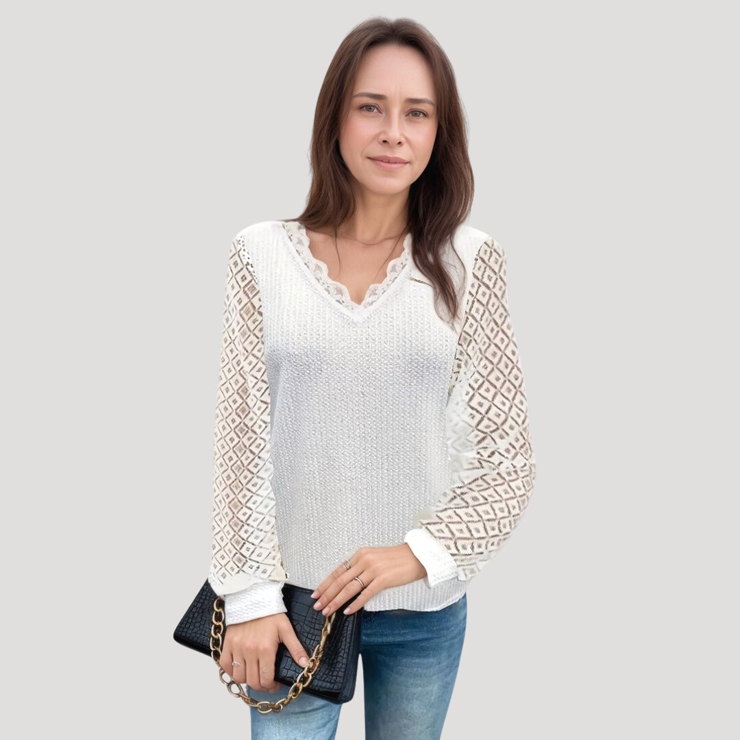 Elegant lace-sleeved sweater