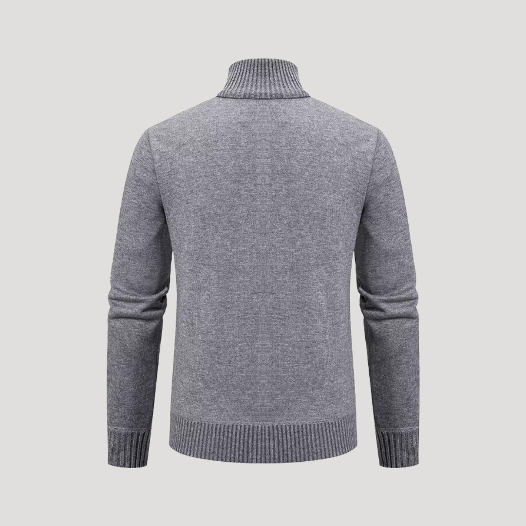 Men's zip-up knit cardigan