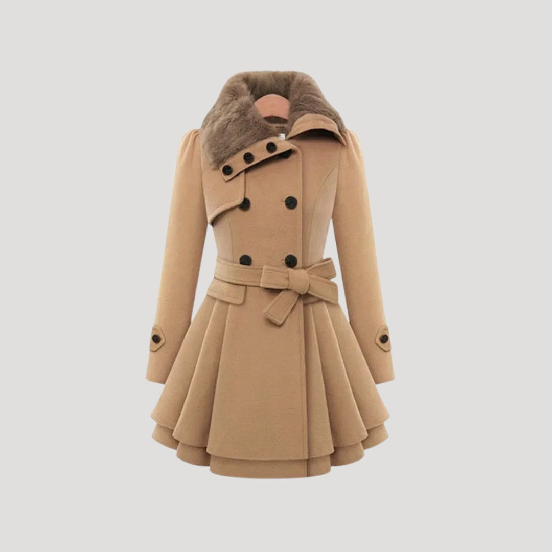 Women elegant layered winter coat