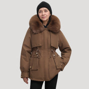 Fur-collar parka jacket