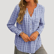 Striped button-up casual blouse