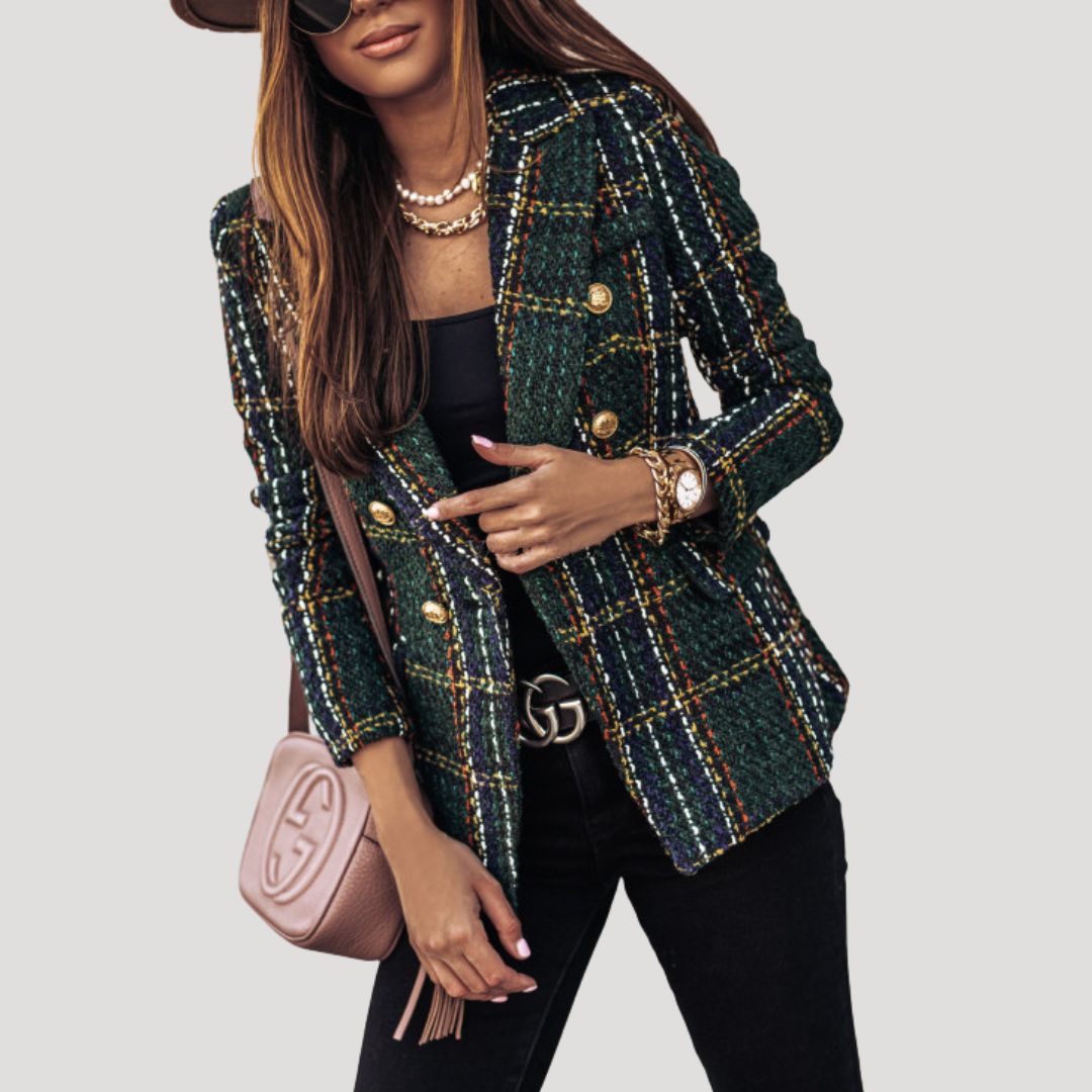 Women’s spring long sleeve double printed tailored blazer