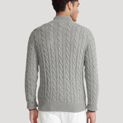 Men cable knit half-zip sweater