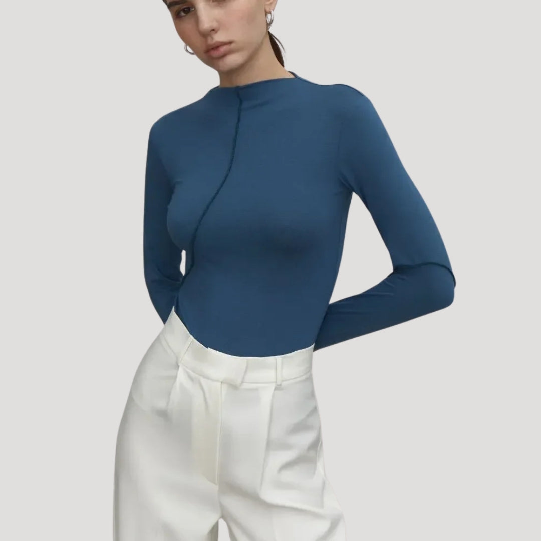 Asymmetric stitch long sleeve top