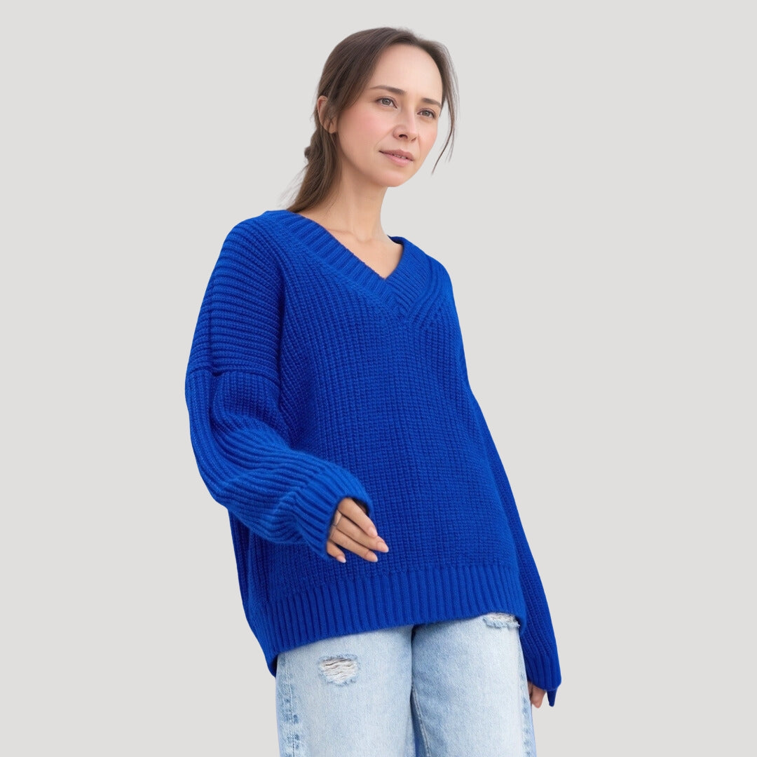 Relaxed v-neck knit sweater